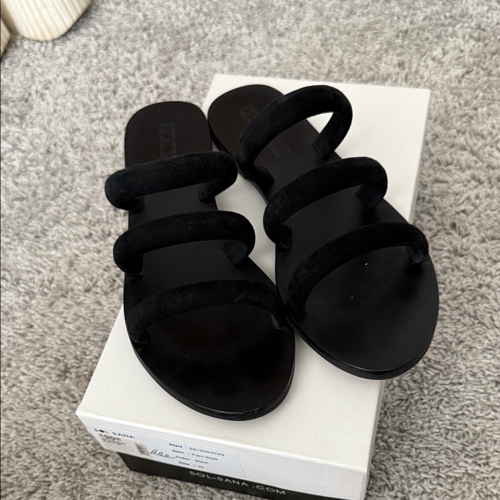 Sol Sana Black Slide Sandals Womens size 39